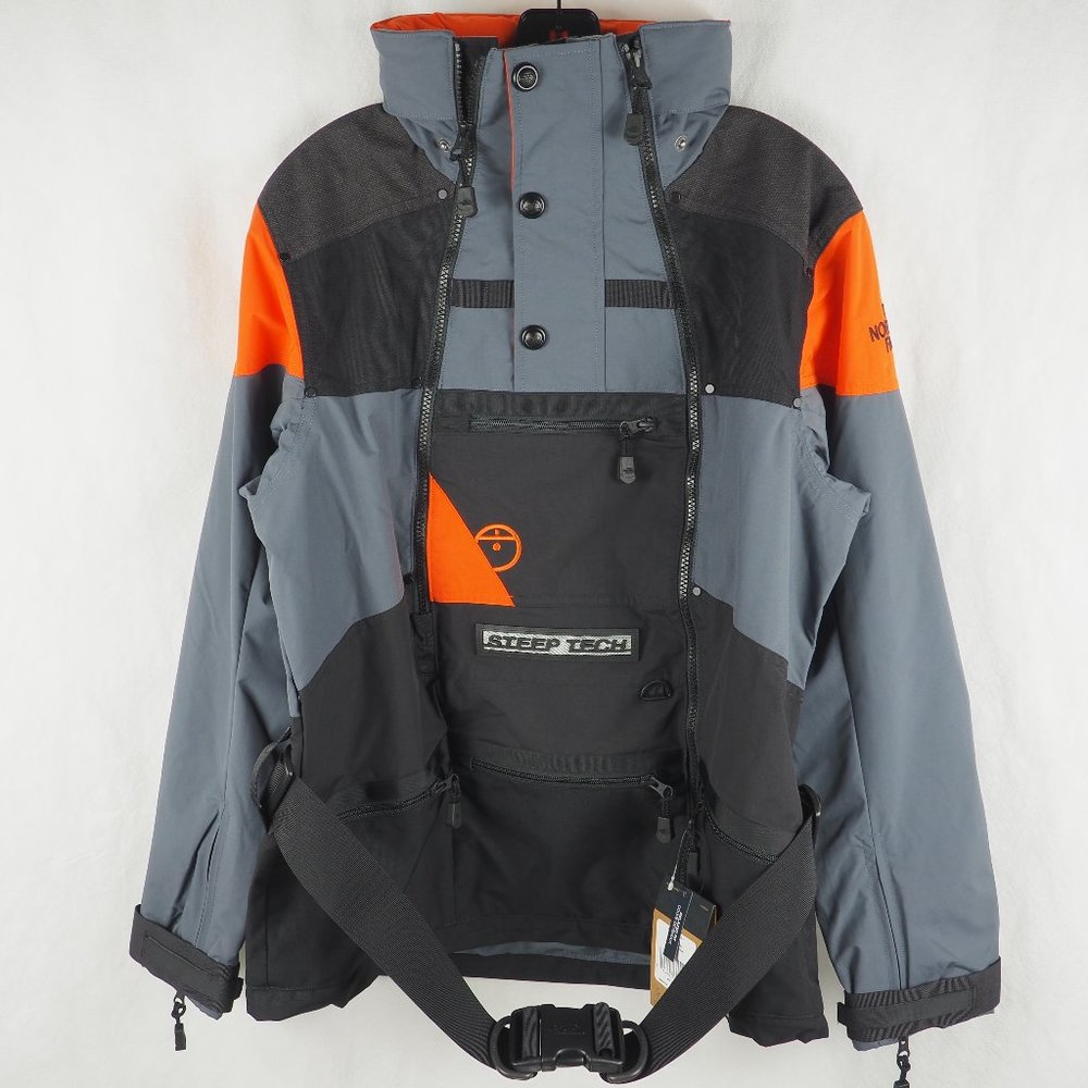 The North Face Unisex Steep Tech Jacket Streetwear Ski Shell Grey Black Orange S